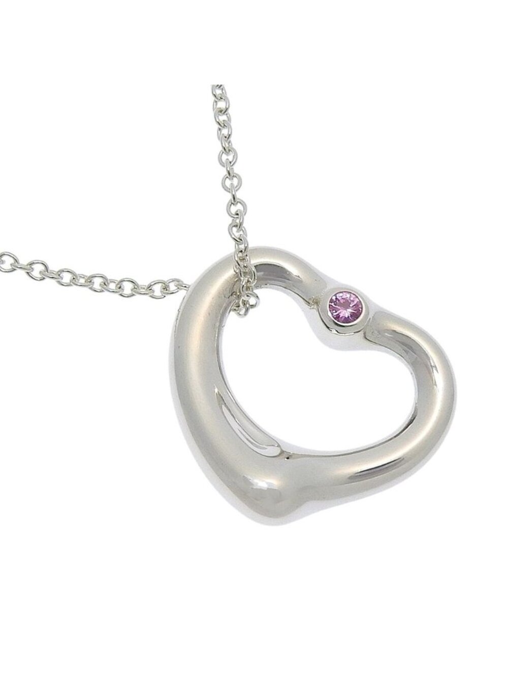 Tiffany & Co Open Heart 925 Sterling Silver Diamond Necklace